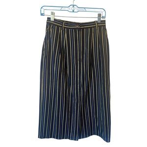 nwt susan bristol vintage navy yellow striped midi skirt size 6